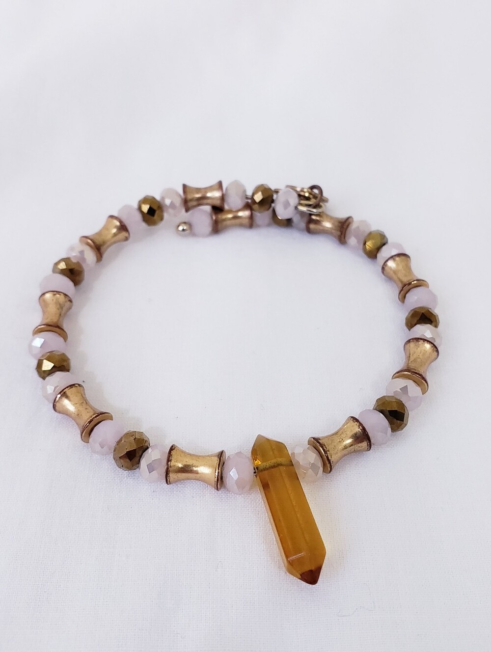 Alex And Ani Rose Gold Quartz Energy Bracelet Gold Glass Beads